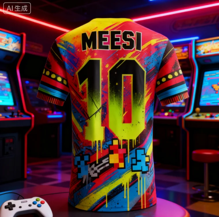 AI 3D Classic Fashion Graffiti Element Messi 10 # تي شيرت مطبوع ثلاثي الأبعاد من سلسلة تذكارية للمروحة قميص سريع الجفاف في الهواء الطلق #1