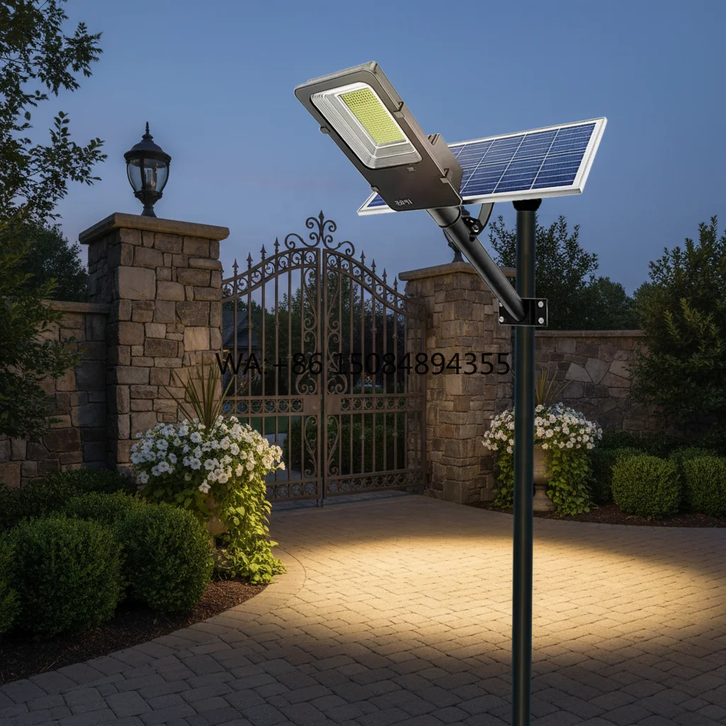 Split Aluminum IP65 Waterproof Outdoor 60W/100W/120W LED Solar Street Light Mono-Si Panel Lithium Battery 50000h Lifespan Remote