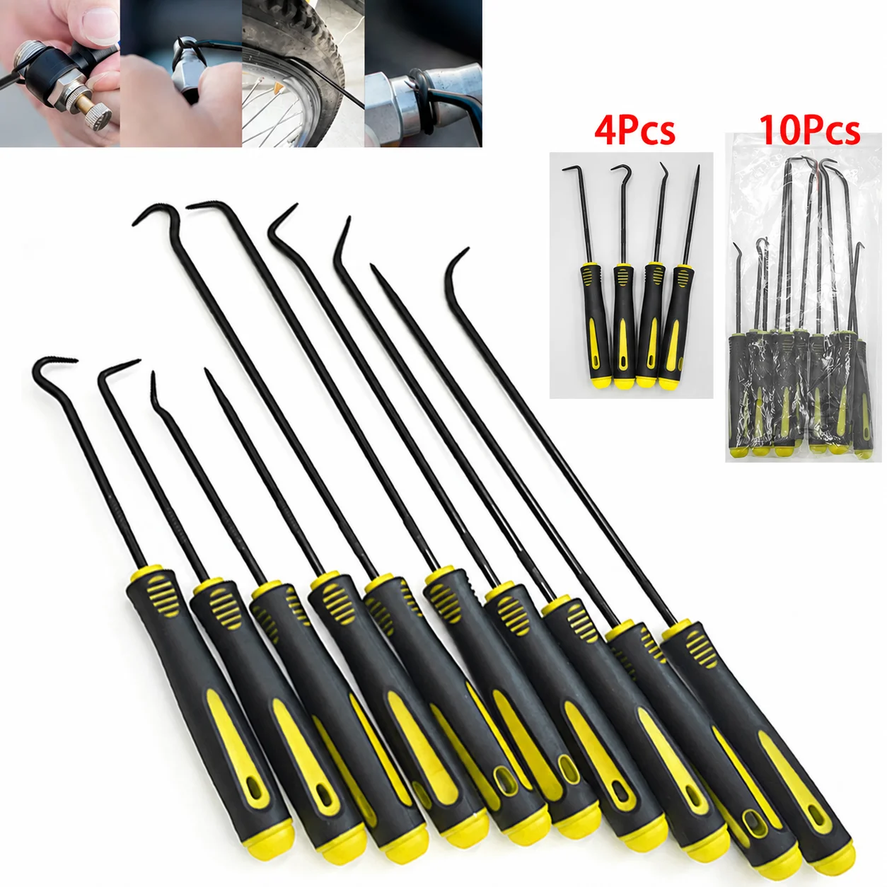 10/4Pcs Precision Pick Hook Tool Set Oil Seal O-Ring Gasket Remover Tool for Auto Motorcycle Bicycle Repair