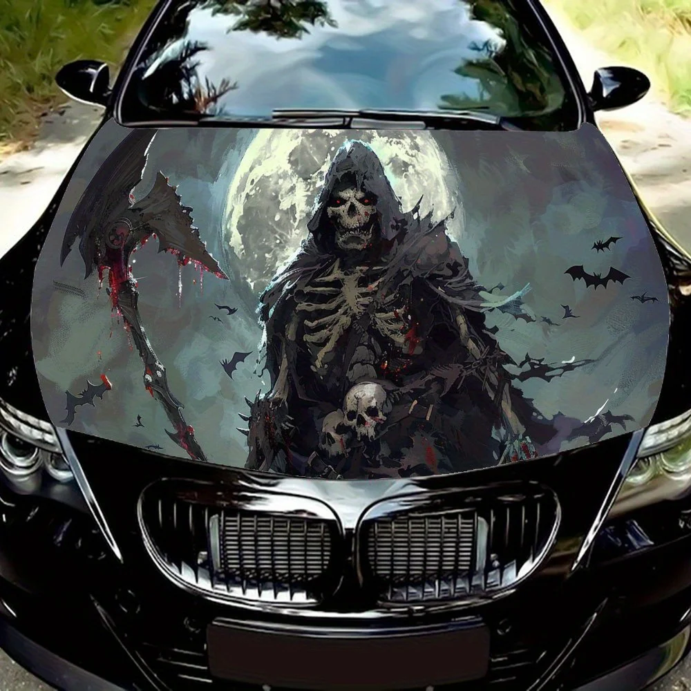 

Виниловая пленка для автомобиля Lonely Grim Reaper Skeleton Moon Sky, водонепроницаемая наклейка на капот автомобиля из ПВХ, самоклеящаяся устойчивая к царапинам наклейка