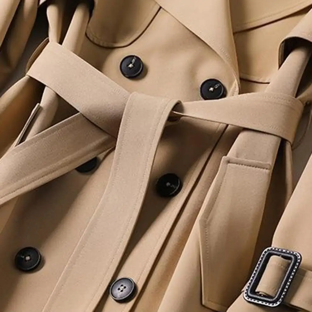 

Элегантное женское длинное шерстяное пальто с большим воротником и шнуровкой, двубортный свободный тренч, верхняя одежда 2026, женские куртки в стиле High Street 80