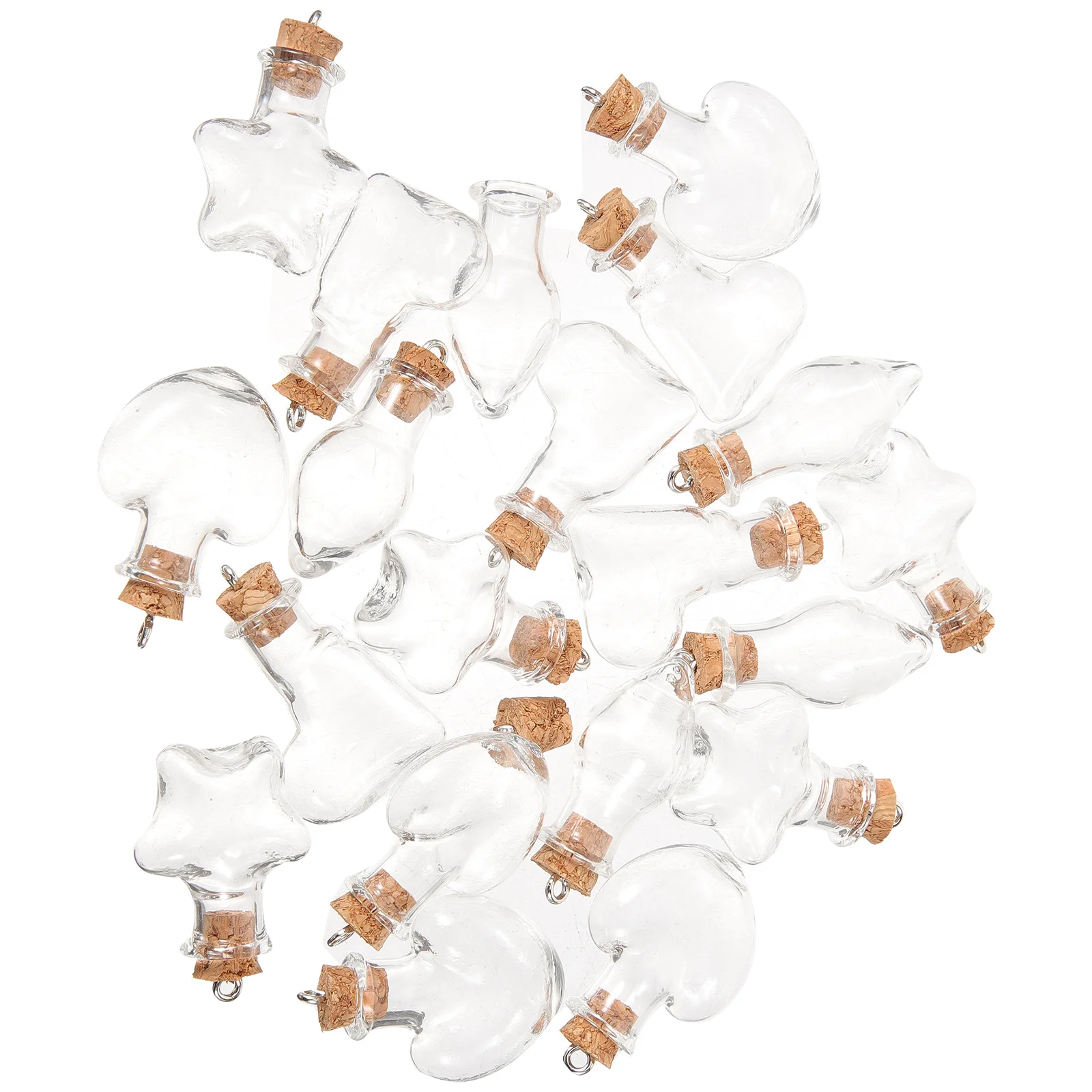 

20 Pcs Transparent Pendant Glass Vials with Corks Tiny Bottles Jars Mini Miniature Wishing