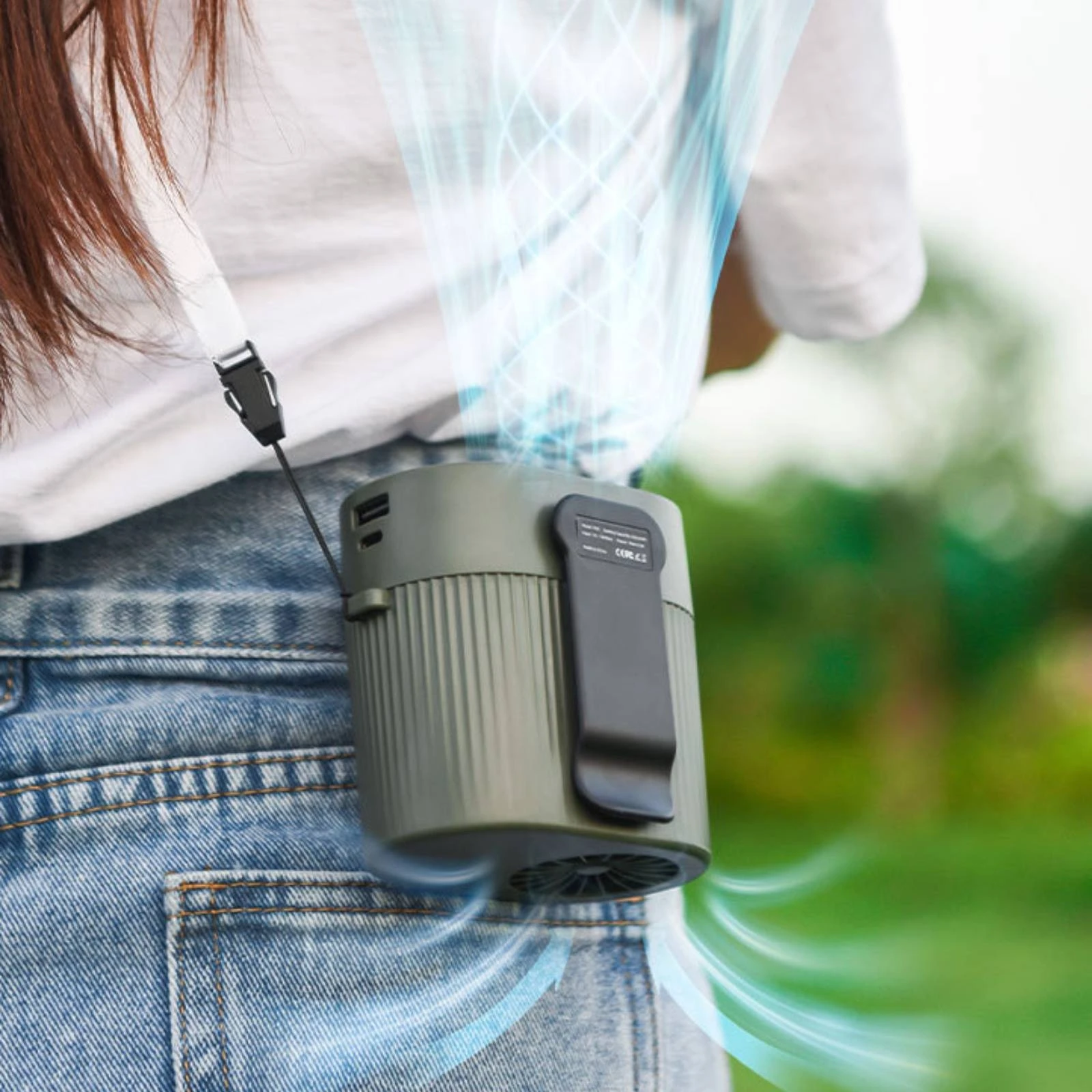Waist Fan with Belt Clip Wearable Clip-Attached Waist Fan Portable Built-Information Commuters, Commuting, Hot Weather