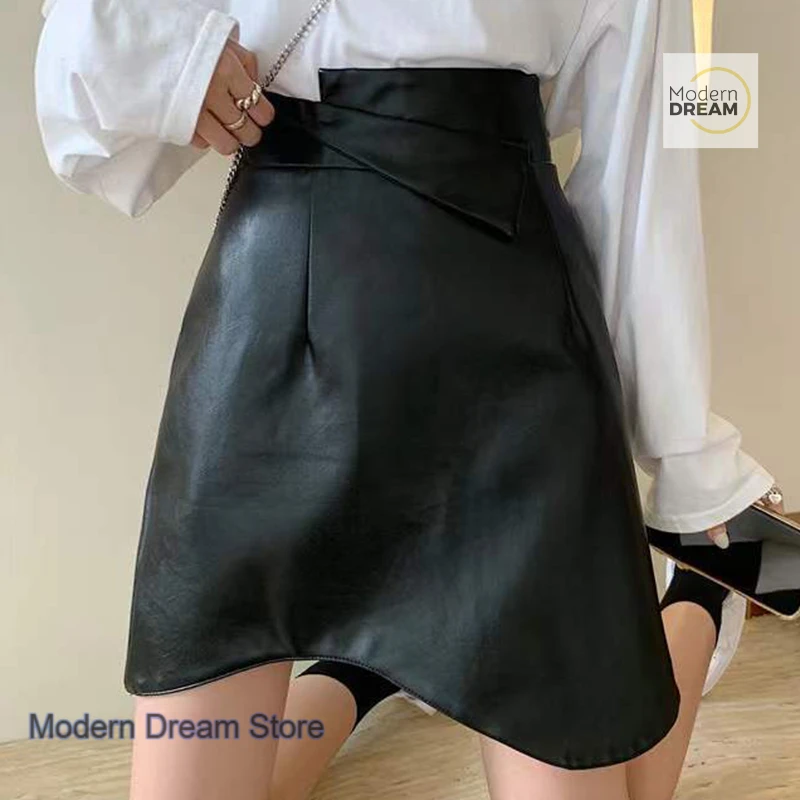 

Черная юбка в корейском стиле, женская весенне-осенняя новая мода, нестандартный продвинутый дизайн, сумка на бедрах, юбка А-силуэта