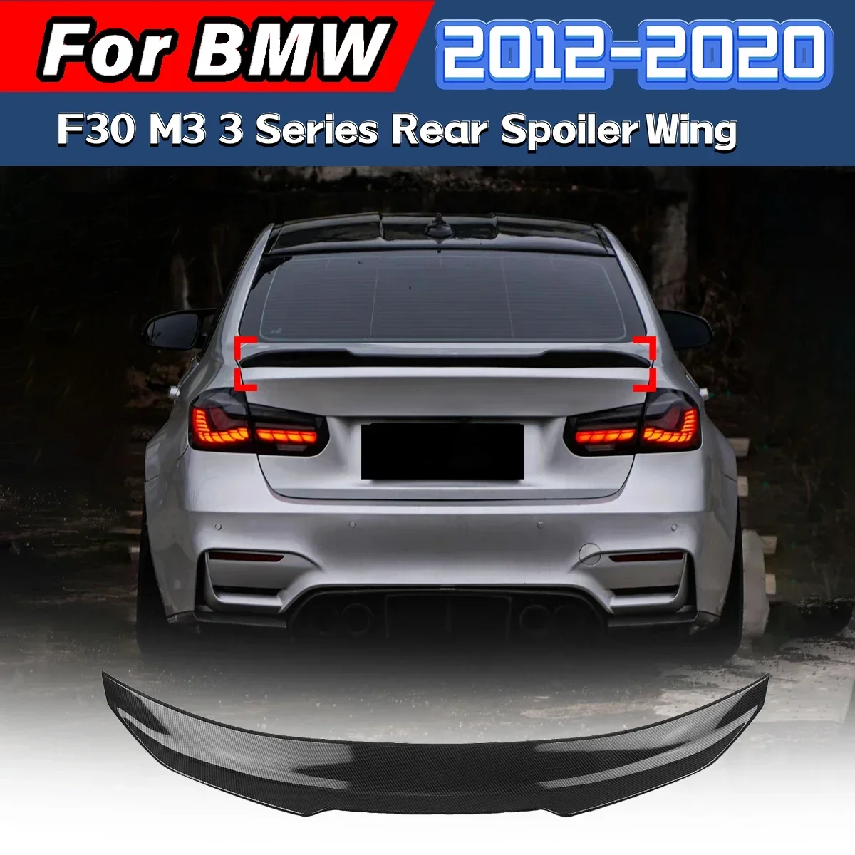 

For BMW F30 M3 3 Series 2012 2013 2014 2015 2016 2017 2018 2019 2020 Car Trunk Rear Spoiler Rear Wing Splitter Modified Body Kit