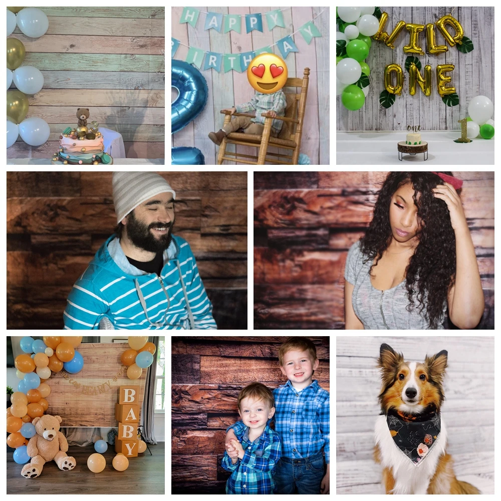 木製の背景,パーソナライズされた写真バナー,赤ちゃんの誕生日パーティー,子供の写真撮影のためのレトロな白い茶色の木の背景