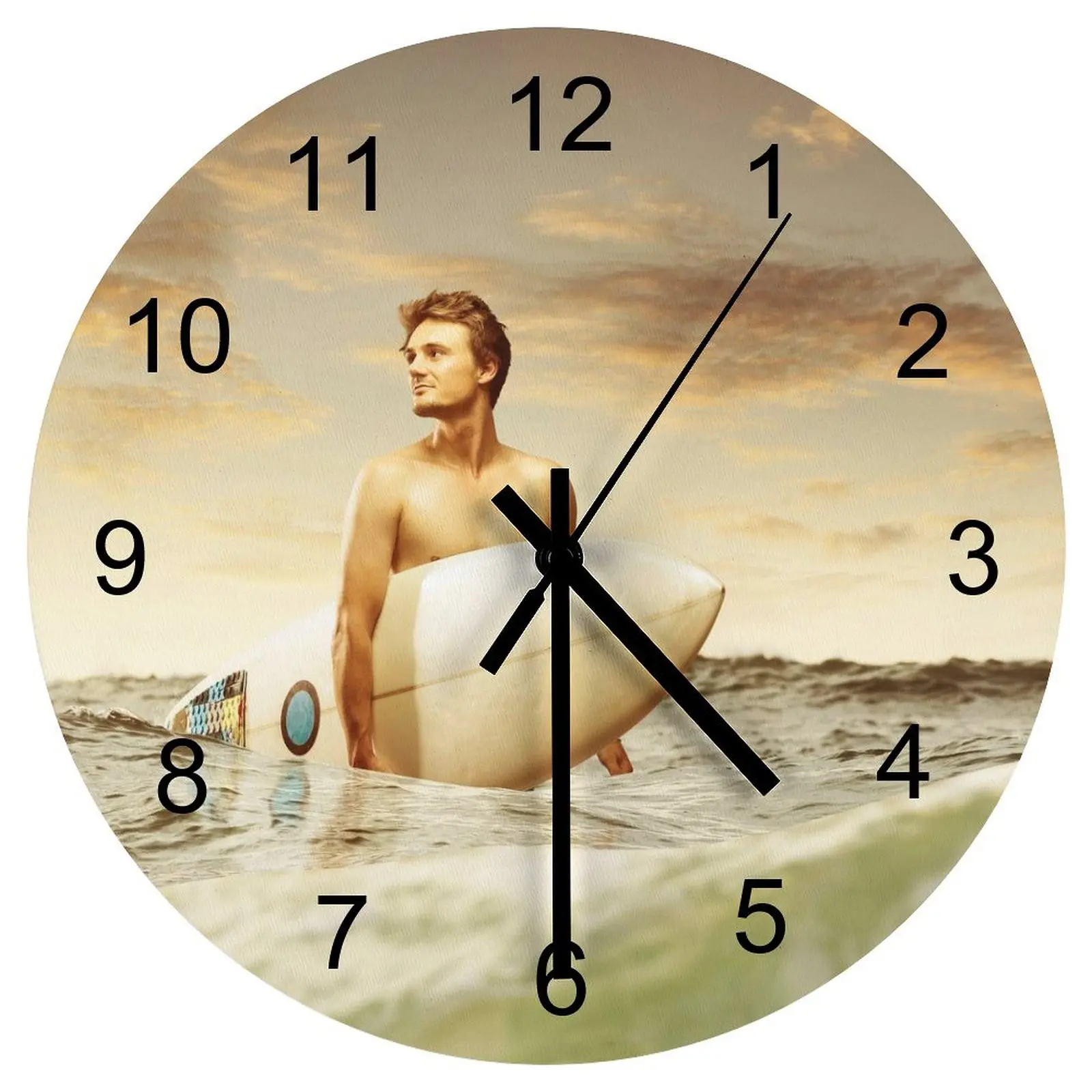 

Bedroom Wall Clock Participate in surfing Clocks 12 inch Mute Fashion Round Multicolor Wall Mounted Nordic