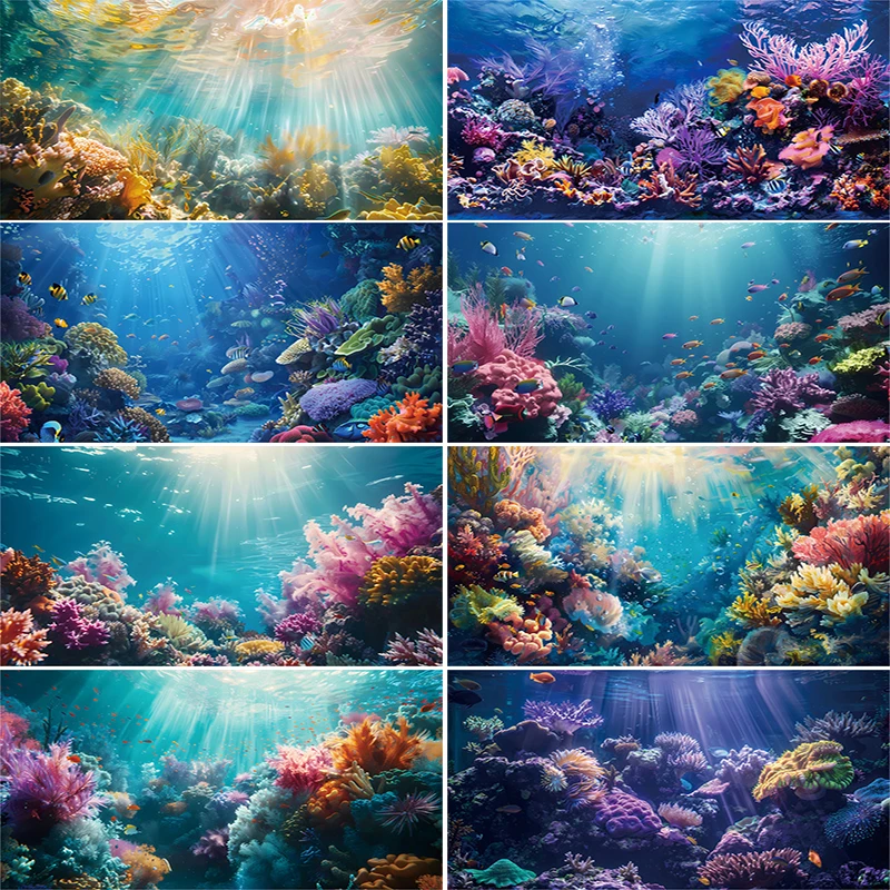 Marine Aquarium Wallpaper - Adesivo per Sfondo Acquario, Decorazione Colorata