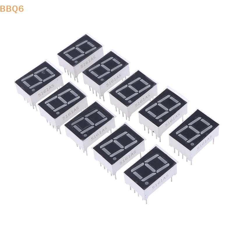 10 Peças de Tubo Digital com Ânodo/Cátodo Comum 0.56 Polegadas 10 Pinos 5161AS 5161BS 1 Dígito 7 Segmentos Display Digital LED Vermelho Digitron