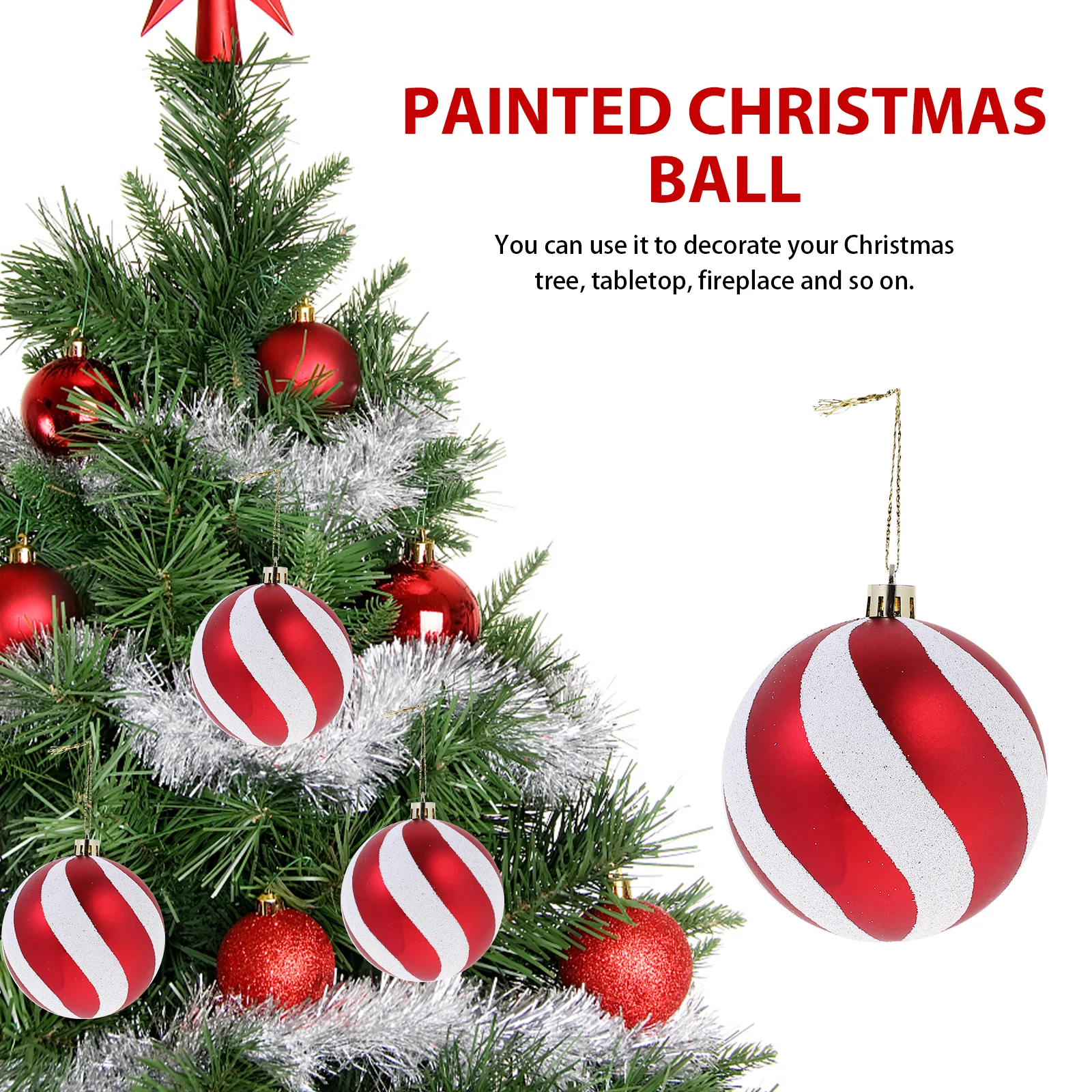 

6Pcs Decorative Christmas Balls Bright Colorful Finish Xmas Tree Pendant for Holiday Season Celebration Wedding Party Event