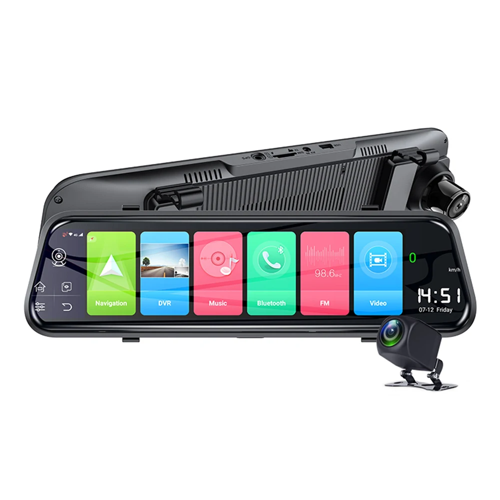 

4G 9.66 Inch Android 8.1 Rear View Mirror Front And Rear Dual Lens Dash Cam With ADAS FHD WIFI GPS Navigation Reverse Camera