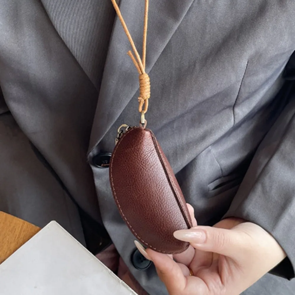 

Universal Car Key Bag Genuine Leather with Lanyard Small Coin Purse Large Capacity Lipstick Organizer Keychain Holder Men