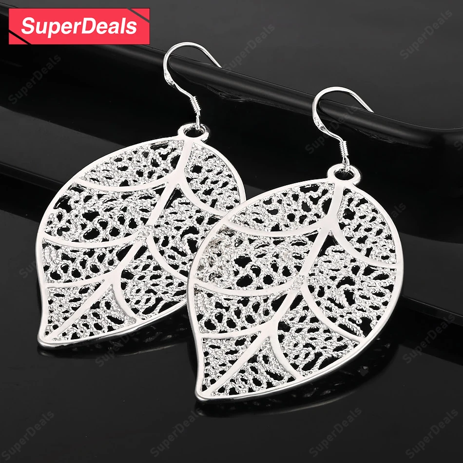 

SuperDeals 925 Sterling Silver Hollow Leaf Drop Earring Girl Birthday Party Popular Gift Fashion Temperament Jewelry Earrings