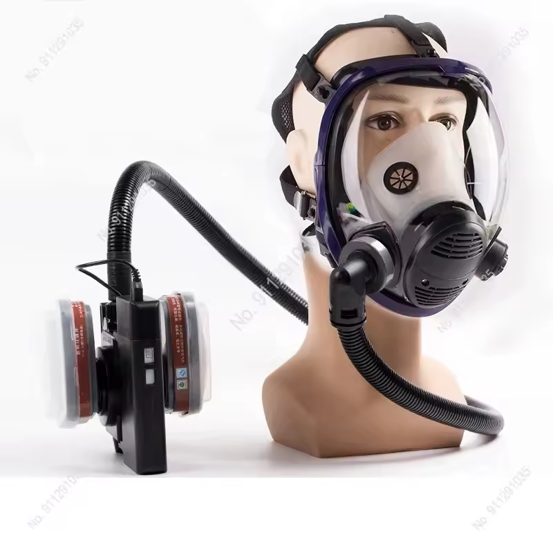 Nueva máscara de respiración con soplador eléctrico, pequeño volumen, alta potencia, filtros múltiples universales, máscara protectora, máscara de gas pintada
