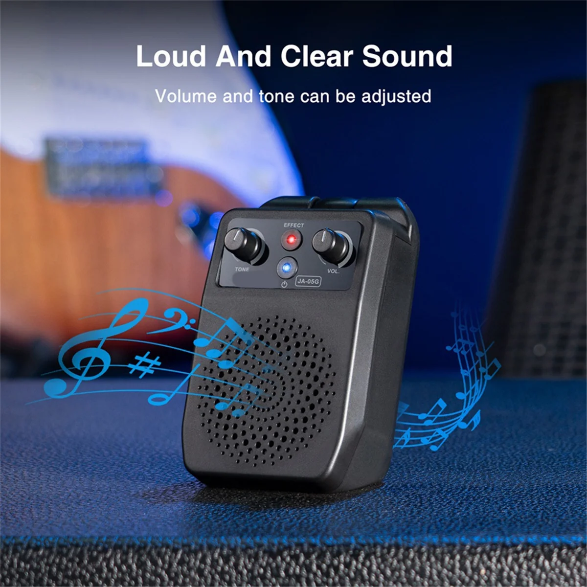 Mini Electric Guitar Amp 5W Portable Guitar Amp Bluetooth Built-in 4 Effects Rechargeable Small Guitar Amp for Practice ABVD