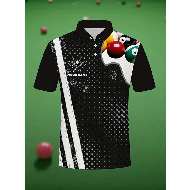 Fashion Billiards Graphic Polo Shirts Trend Custom Name Team 3D Print Sports T Shirts Personality Oversized Unisex Team Uniforms