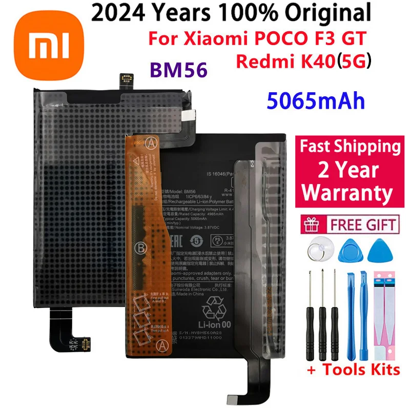 Fast Shipping 2024 Years 100% Original Replacement BM56 Battery For Xiaomi POCO F3 GT Redmi K40 Gaming Edition Phone Bateria