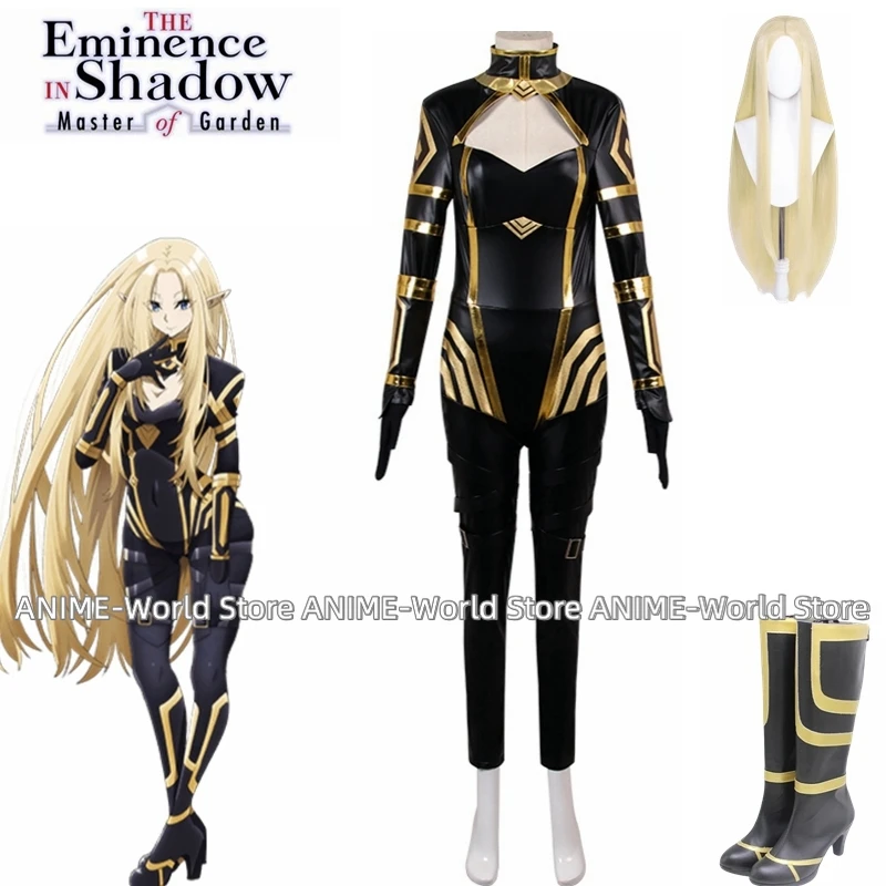 《Custom size》Anime The Eminence In Shadow Alpha Cosplay Costume Uniform Wig Shoes Shadow Garden Seven Shadows Women Halloween