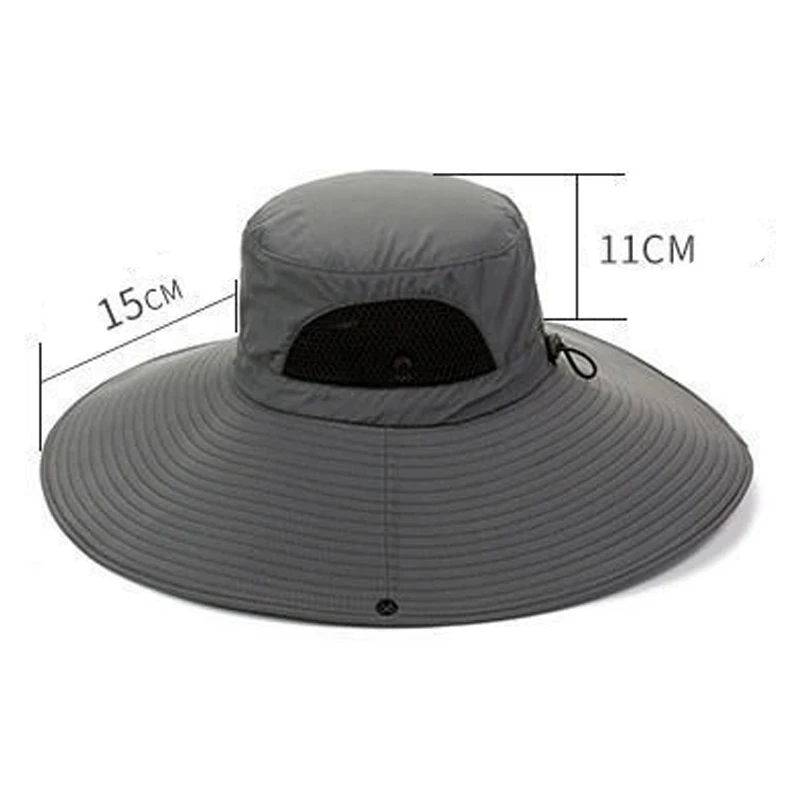 Cappello da pescatore con protezione solare a tesa larga con corda cappello estivo anti-uv da donna con protezione solare da uomo all\'aperto