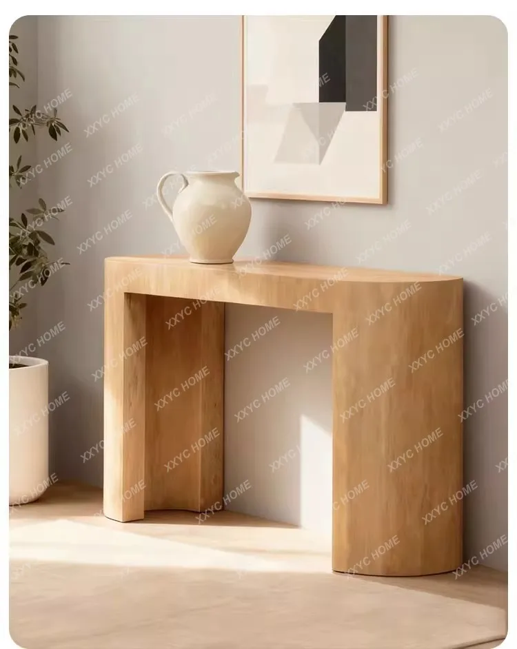 Modern simple natural travertine entrance platform against the wall entrance table storage platform corridor ultra-narrow