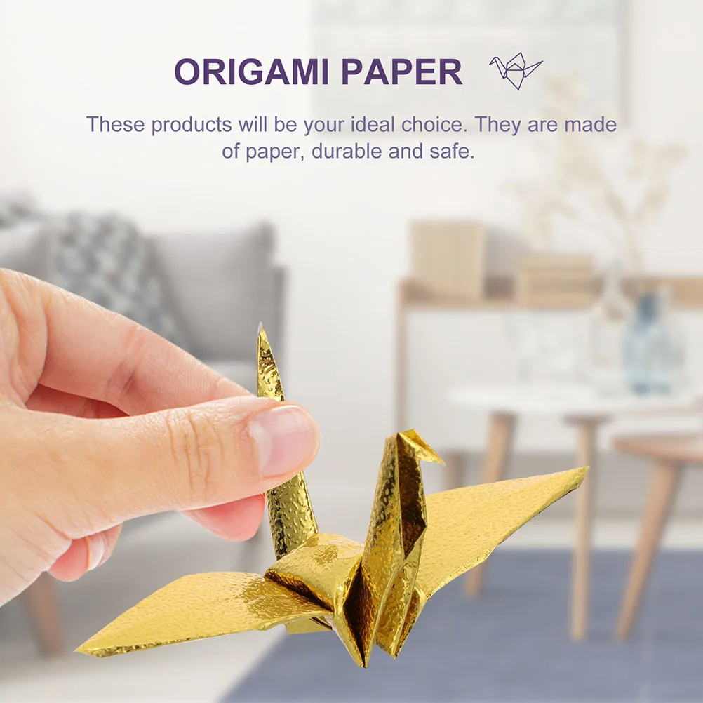 100 ورقة من ورق اوريغامي ذهبي اللون اللامع من جانب واحد لسكرابوكينغ والطي المطلي المربع DIY ورق مصنوع يدويًا #1