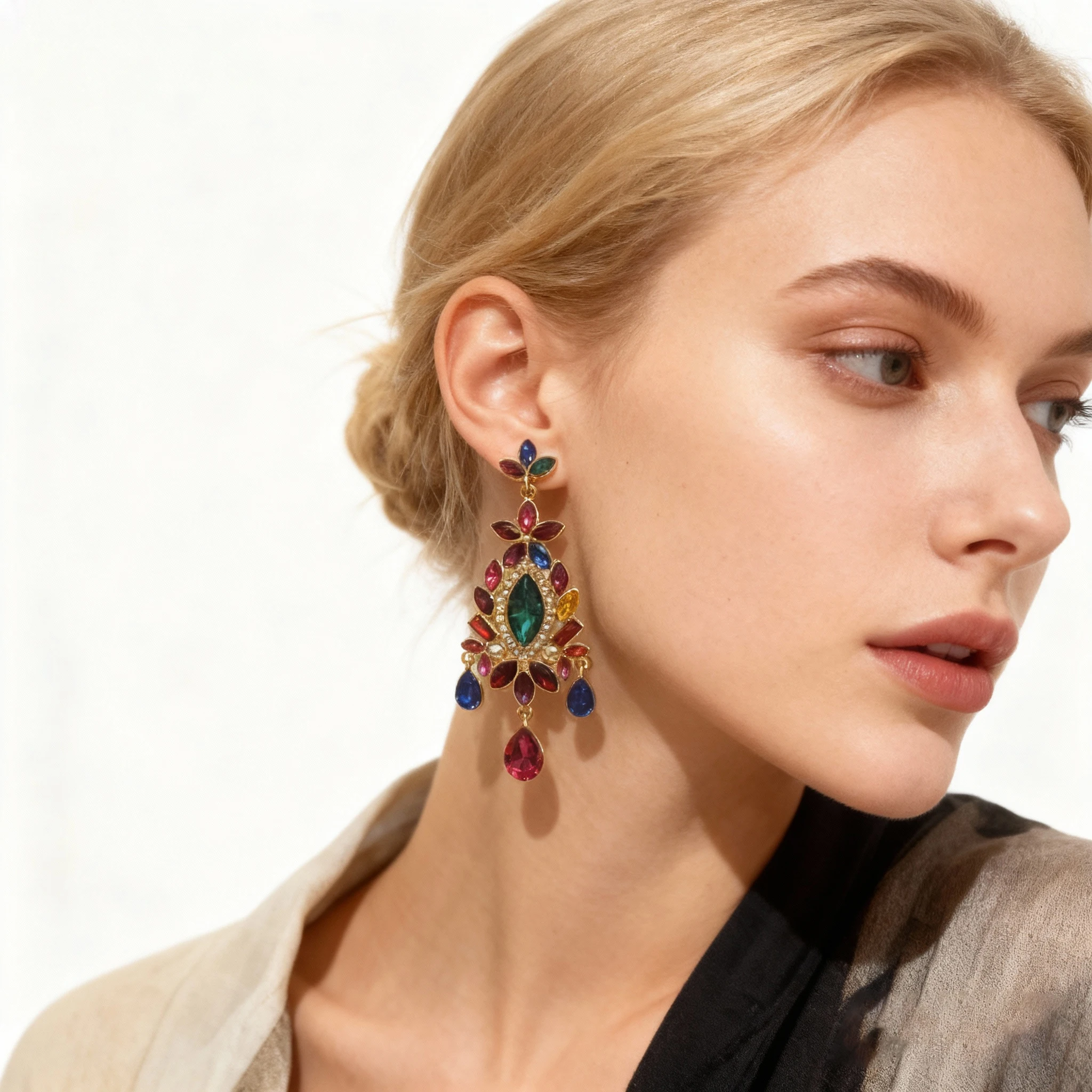 Brincos de Moda com Cristais e Strass para Mulheres, Acessórios da Coleção Maxi para Festas