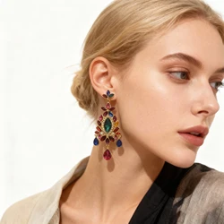 Fashion Full Crystal Rhinestone Charm Dangle Earrings For Women Jewelry Maxi Lady's Party Collection Accessories Brincos