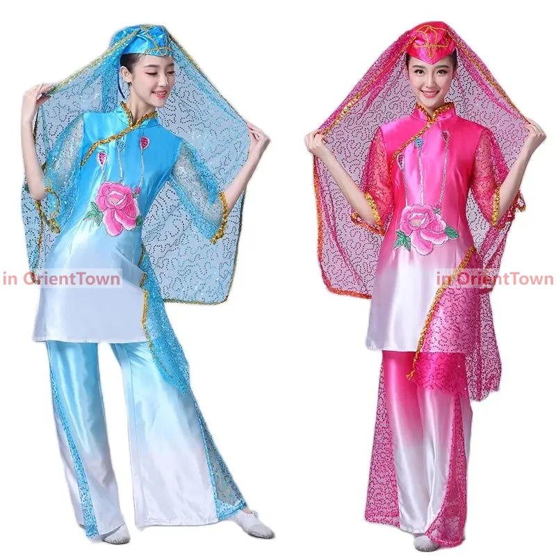Chinese Stage Wear Folk Dance Costume Traditional Ethnic Clothing sets Xin Jiang Uygur Minority Performance Singer Clothes