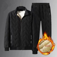 Thickened Lamb Fleece Cotton Jacket And Pants Set Men's Autumn Winter Clothes Warm Cozy Chinese Brand Clothing Set for Men