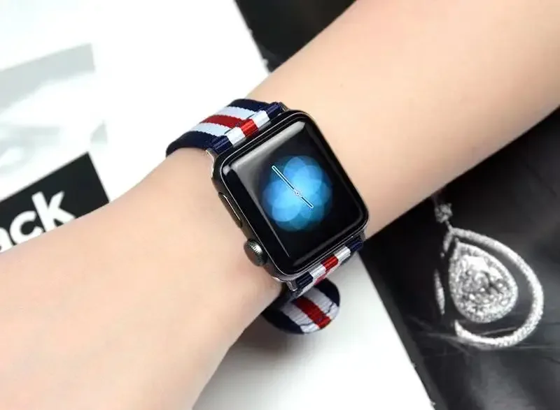 Sports Nylon Strap for Apple Watch 10 9 8 7 6 5 4 SE 42mm 46mm 45mm 41mm 40mm 44mm Ultra 49mm wristband Breathable Bracelet band