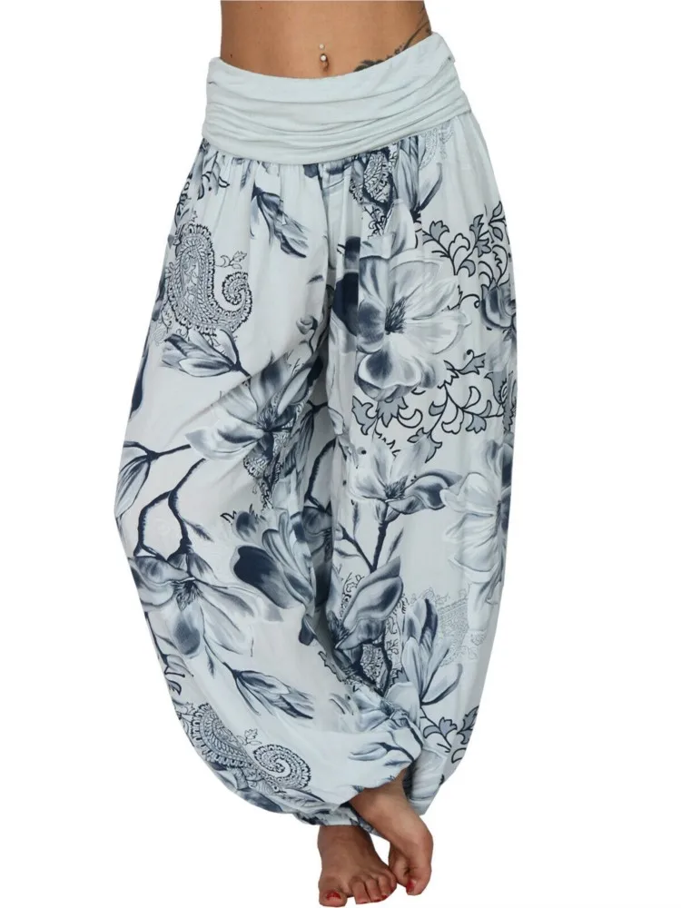 Woman's Fashion Flowers Print Harem Pant Spring Autumn Casual Wide Leg Pants Loose Design Ladies Comfortable Versatile Clothing