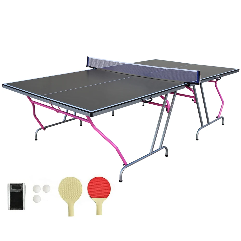 

DOUBLE FISH 8×4Ft Foldable Portable Ping Pong Table W/2 Paddles,3 Balls,Net For Indoor Outdoor Use