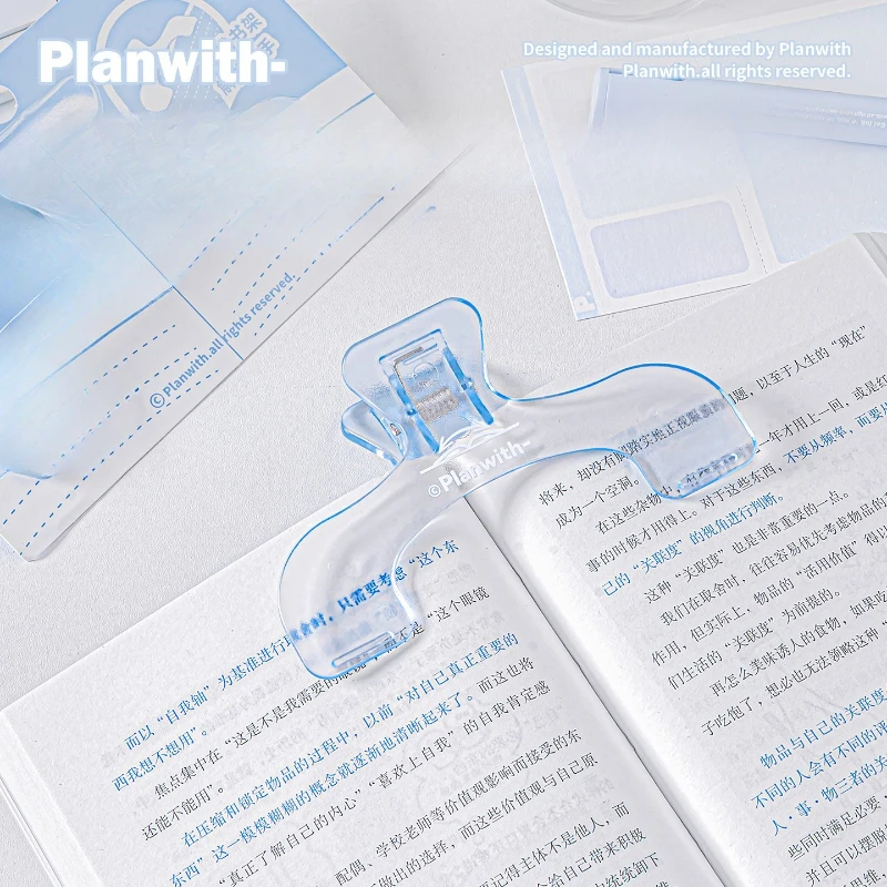 INS Casual Book Holder Transparent Page Clip Anti-Flip Cover Head Document Clip Student Read Hands-Free Book Press for Studying