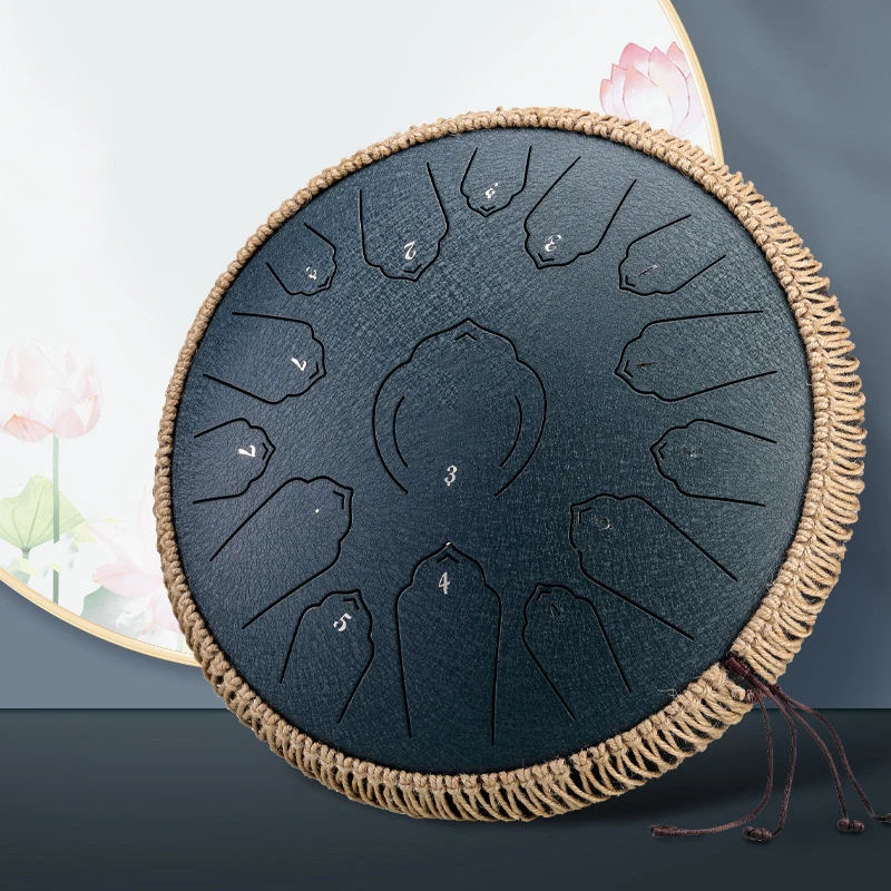 HLURU Steel Tongue Drum Music Drum 13 Inch 15 Notes D Tone 12 Inch 13 Notes C Tone Ethereal Drum Percussion Musical Instruments