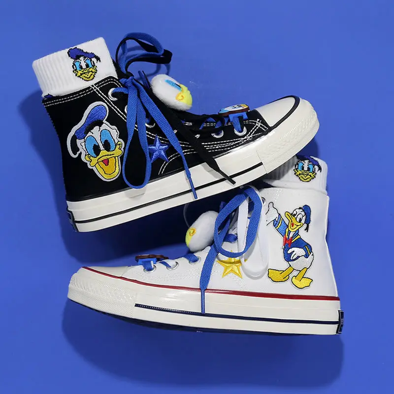 Donald Duck Daisi Canvas Shoes Fashion Cute Cartoon Student Sports Casual High-top Shoes Couple Shoes Mandarin Duck Shoes