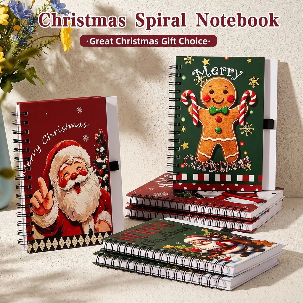 Daily Note Taking Notebook Festive Spiral Bound Notebook Christmas Themed Notebook Lightweight For Party Souvenirs Daily Work