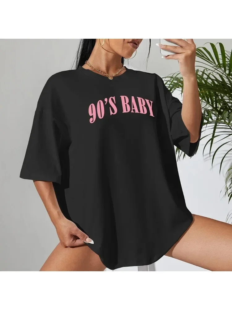 90's Creativity Letter  T-Shirts For Women Funny Tops Street Hip Hop Clothing All-math Female Short Sleeve