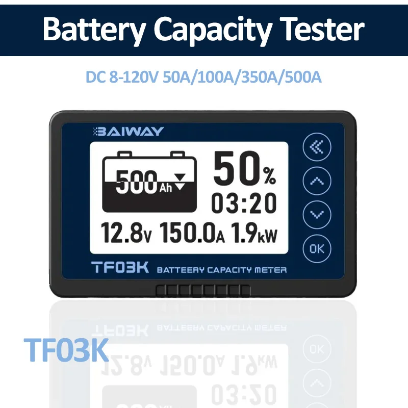 TF03K Coulometer Battery Capacity Indicator DC8-120V Voltage Current Display Lithium for Lead Acid Battery Detector Tester