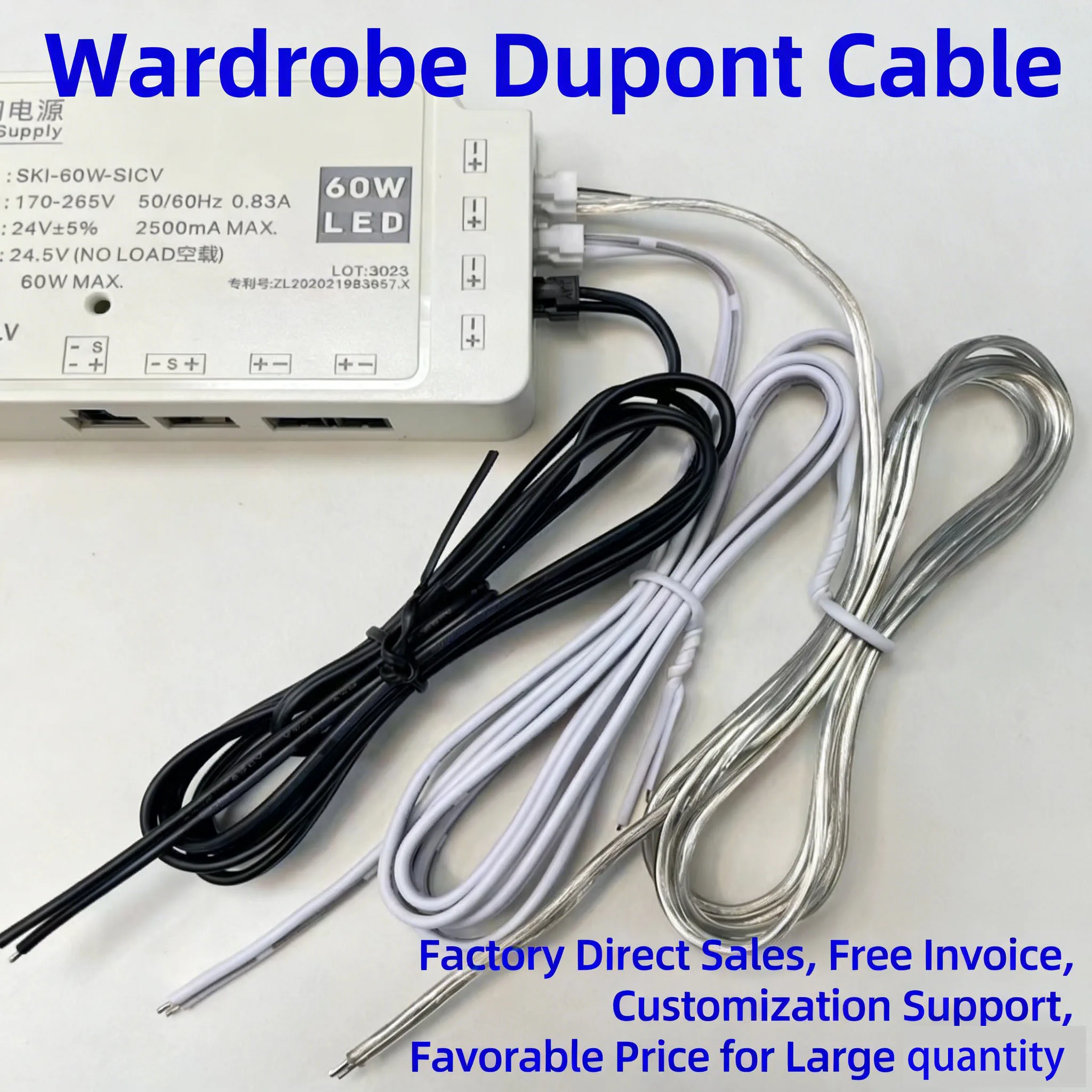 Black/White 2-PinDuPont Terminal Male and Female Extension Cables,Six Sizes,Suitable for LED Lights and Under-Cabinet Light Kits