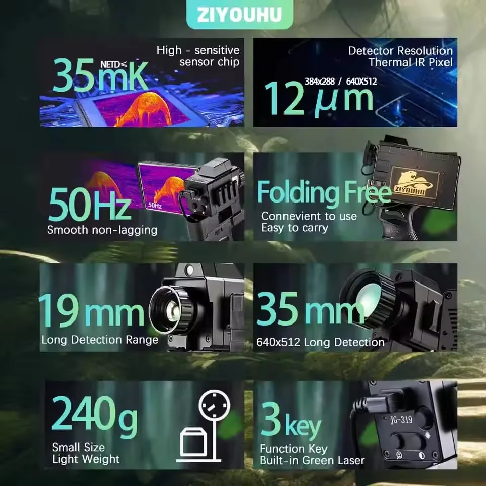 熱画像単眼鏡 ハンディタイプ ジャングルハンティング 長距離疑似カラー ホットスポット検出 JG-319 JG-635