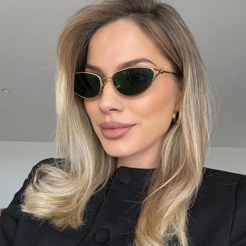 

Vintage small frame cat eye metal leg women's sunglasses luxury brand design men's sunglasses driving travel glasses UV400