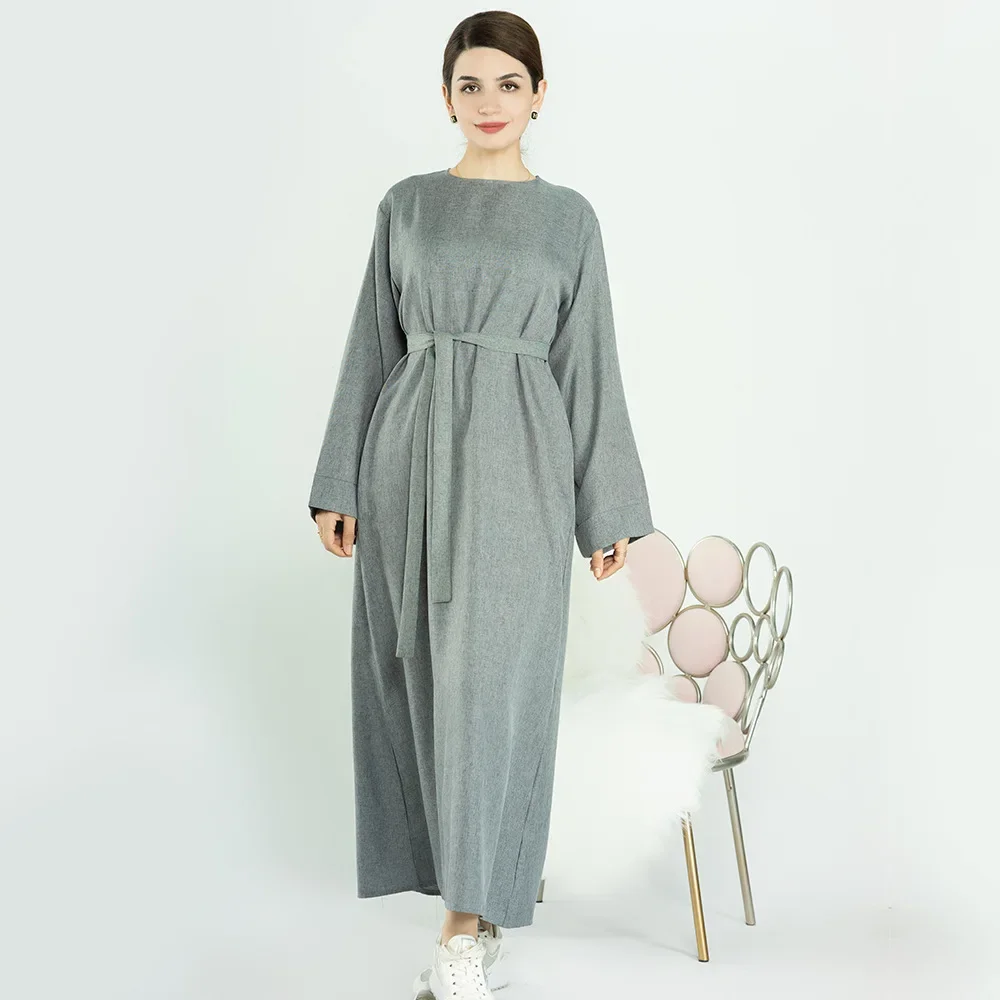 Plain Muslim Abaya Dress Dubai casual Cotton Linen Abayas for Women Ramadan Eid African Dresses Islamic Modest Clothing Kaftan