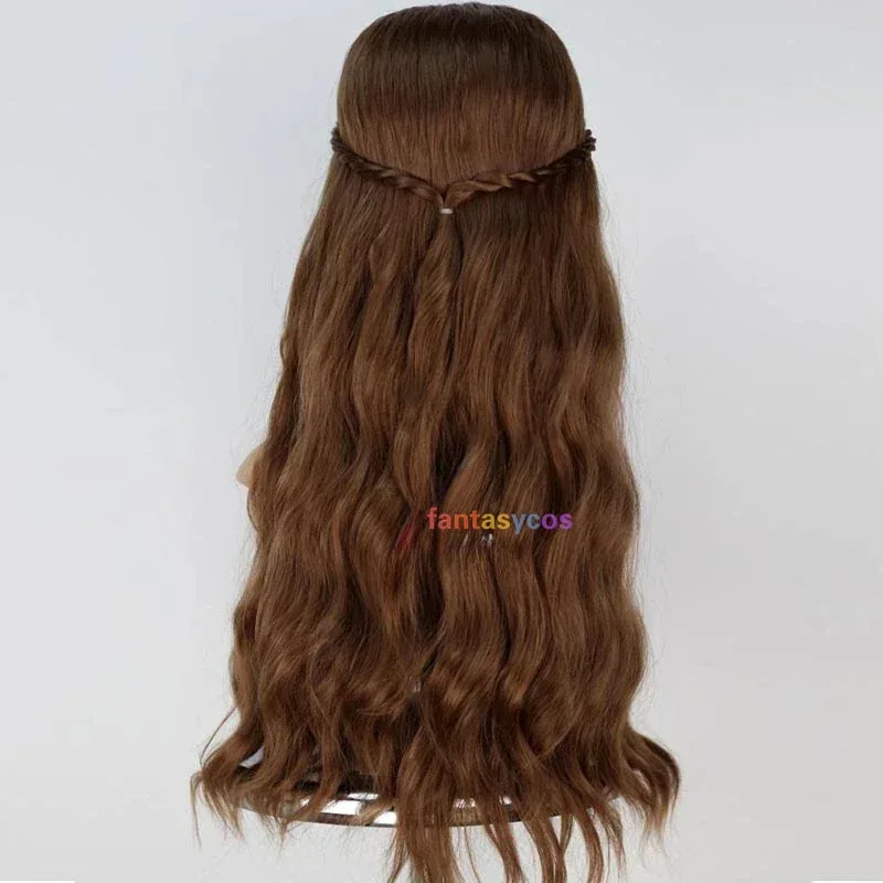 セーサイ・ラニスター コスプレ プリンセス オーロラ ロングブロンド ブラウン カーリー 耐熱性合成毛 女性用ウィッグ + ウィッグキャップc;3.k'6;d.a;