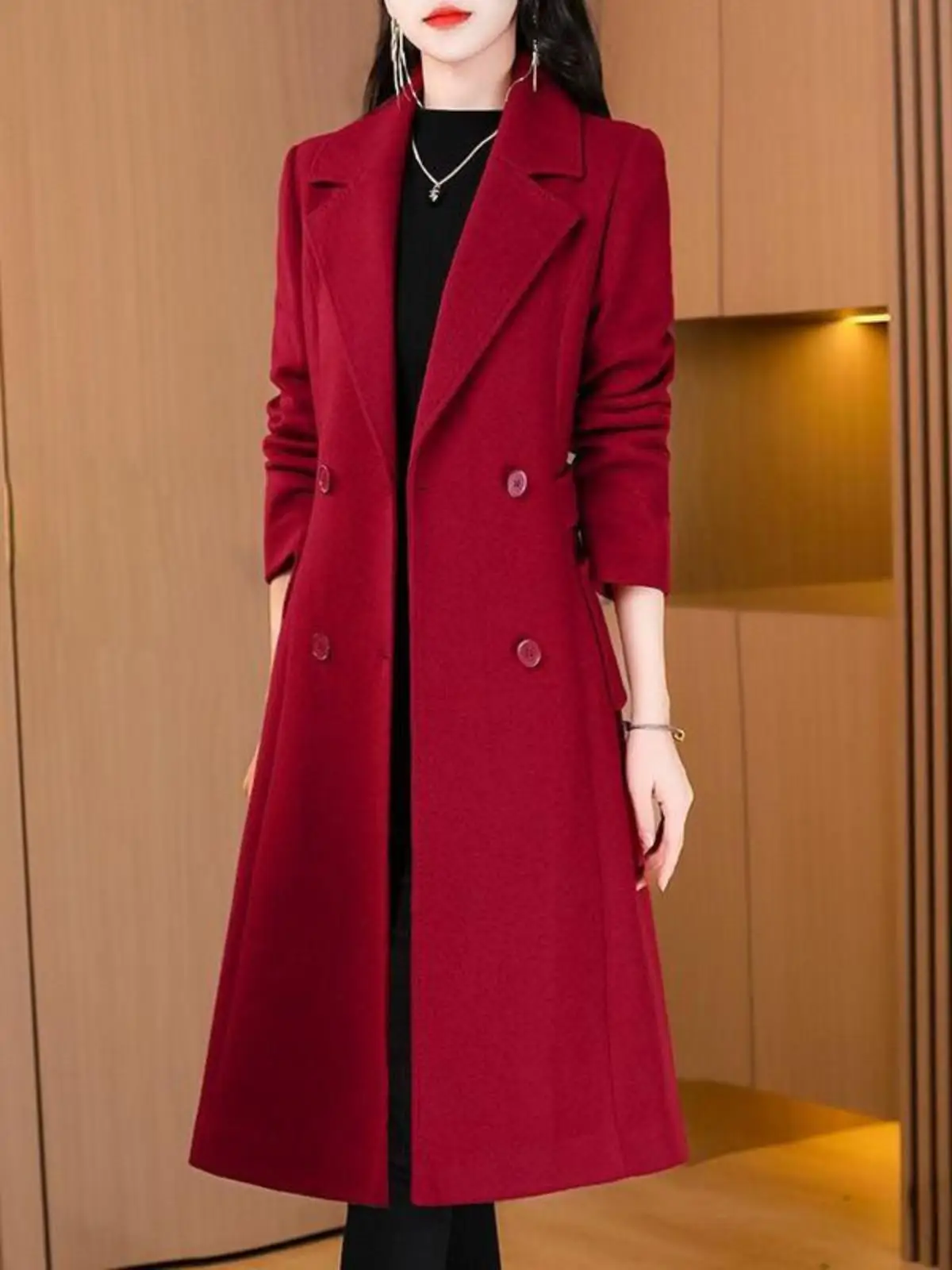 

Женское шерстяное пальто 2024: Новинка, осенне-зимнее, утепленное хлопком, средней длины, высококачественное, приталенное, класса люкс