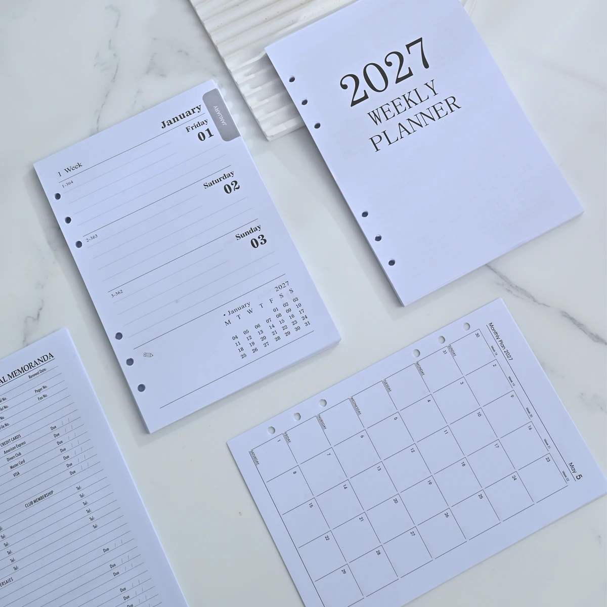 2027 A5 Weekly Planner Refill 64 Sheets 128 Pages Loose Leaf Thin Insert Week on Two Pages Calendar Diary English Ring Binder view 4
