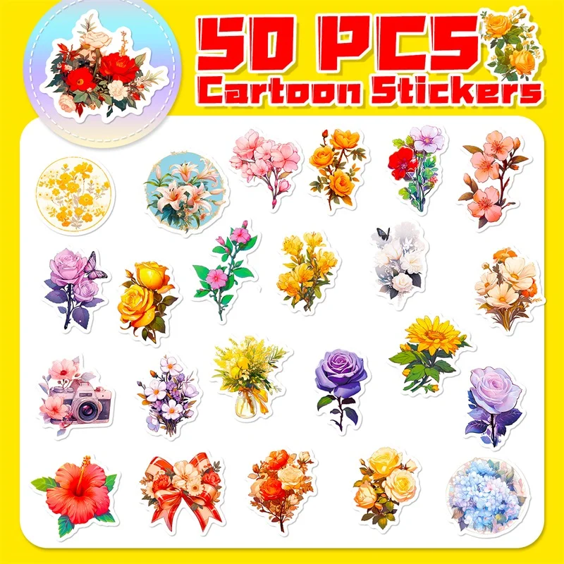 10/30/50PCS Vintage Rose PVC Sticker estetico decorazione per bambini Scrapbooking cancelleria coreana materiale scolastico per bambini