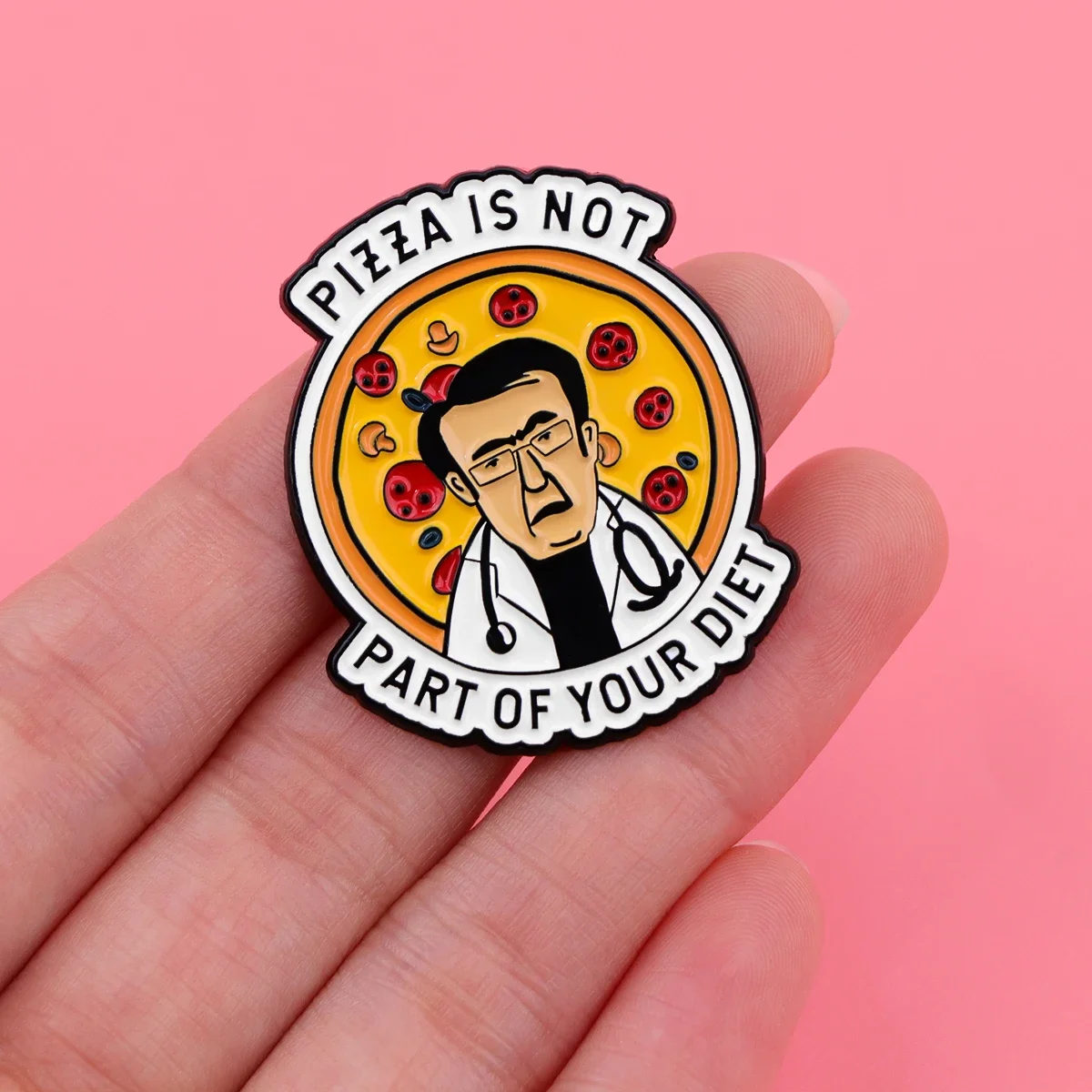 مضحك الطبيب يقتبس المينا دبوس البيتزا بروش الصنوبر التلبيب شارة بدبابيس على ظهره الملابس والاكسسوارات الأزياء والمجوهرات هدية عيد ميلاد #4