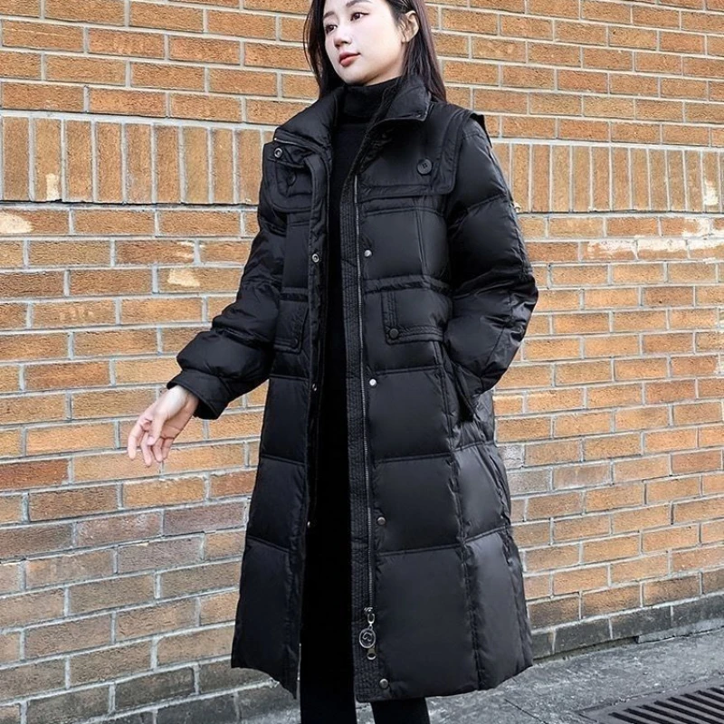 2023 New Women Down Cotton Coat Winter Jacket Female Mid Length Version Parkas Slim Fit Comfortable Outwear Thick Warm Outcoat