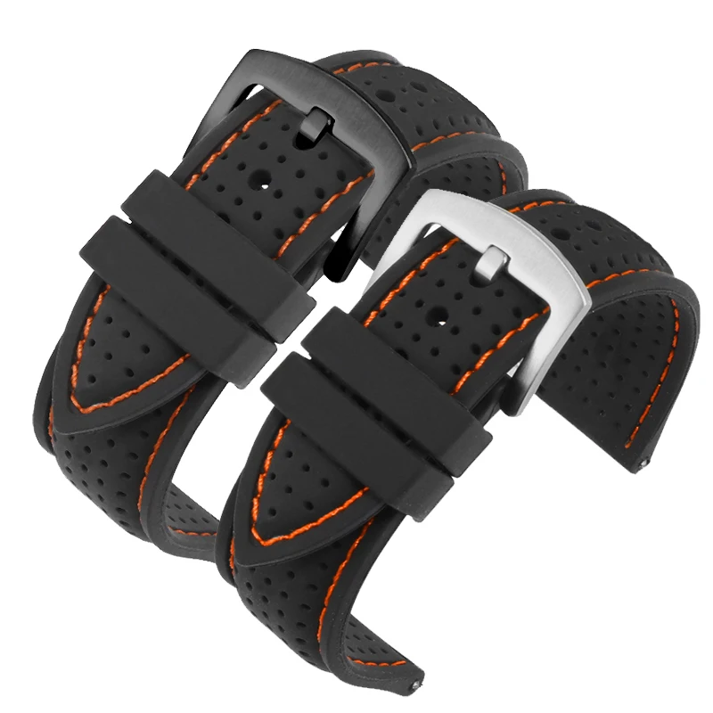 Tali Jam Tangan silikon นิ่มสำหรับ Omega Mido Tissot Seiko Citizen Casio กันน้ำอุปกรณ์เสริมสำหรับผู้ชายสายนาฬิกายางขนาด20มม. 22มม. 24มม.