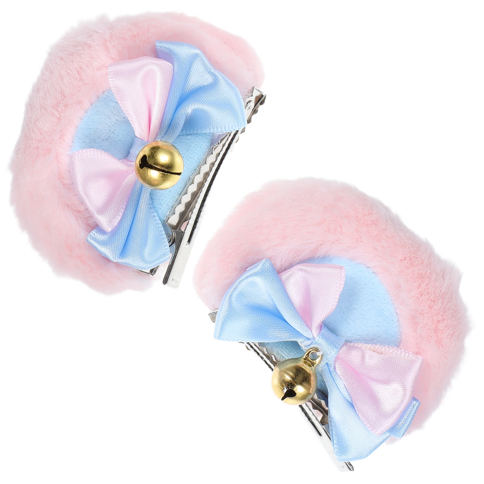 

1Pair Cute Bear Ears Hair Clips Bowknot Bell Design Soft Winter Party Accessories for Women Girls Kawaii Animal Ear Barrettes